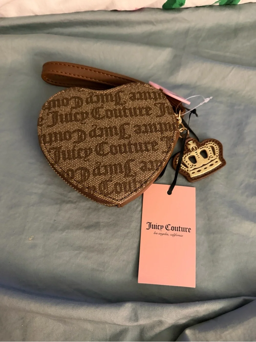 Juicy Couture Brown Heart Wristlet Coin Purse NWT